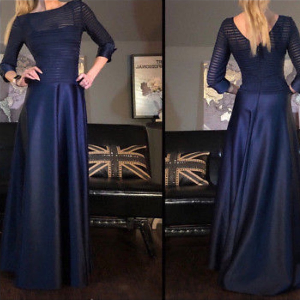 JS Collection Navy Blue Long Formal Gown Size 10